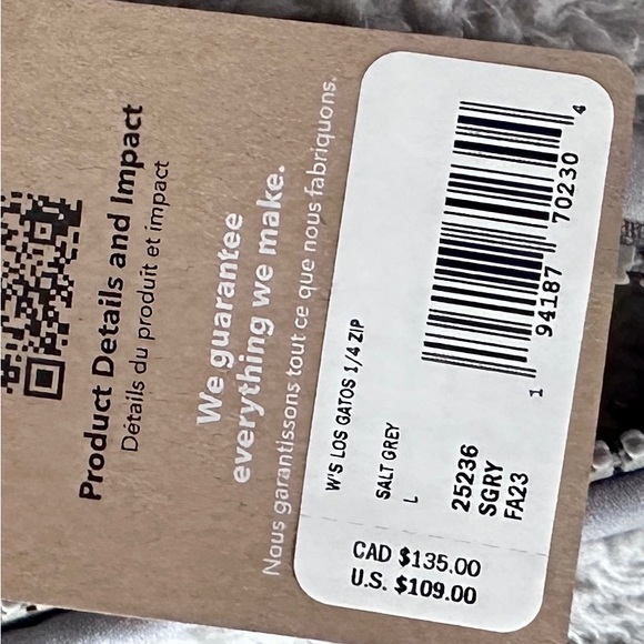 NWT Patagonia Women's Los Gatos 1/4-Zip Fleece Jacket Salt Grey - Size L - Picture 5 of 7